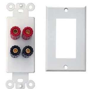   Two Speaker Wire Wall Plate Binding Post White In Color: Electronics