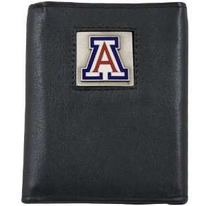  Arizona Wildcats Tri Fold Black Leather Wallet: Sports 