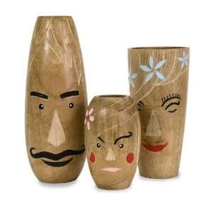  Alvaro Family Carved Wood Vases   Set of 3 Everything 