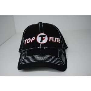 Top Flite Embroidered Hat Black Cap White Stitching