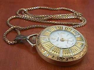 Vintage Goldtone LUCERNE Pendant WATCH Necklace  
