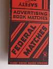 1930s? Matchbook Federal Matches Advertising Book Matches Match Sales 