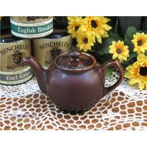 Ceramic 2 cup Brown Betty Teapot, Rockingham Brown  