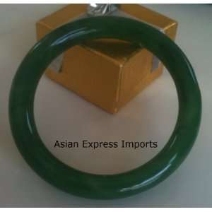    Oriental Dark Green Round Jade Bangle Bracelet 