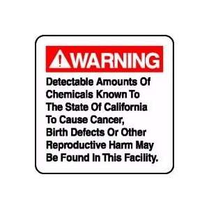  WARNING DETECTABLE AMOUNTS OF CHEMICALS KNOWN TO THE STATE 