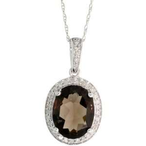   Diamonds & 2.50 Carats Oval Cut (10x8mm) Smoky Topaz Stone Jewelry