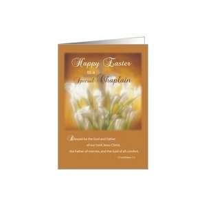  Chaplain, Happy Easter, Lilies and Cross of Flowers Card 