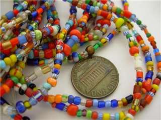 Assorted Christmas African Glass Trade Bead Strand  