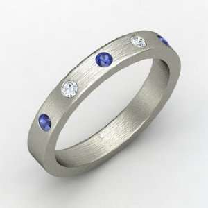  Anahit Band, Round Sapphire Platinum Ring with Diamond 