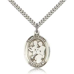 925 Sterling Silver St. Saint Cecilia / Marching Band Pendan 1/2 x 1 