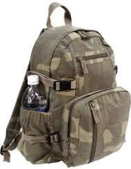 Woodland Camouflage Military Vintage Washed Compact Mini Backpack