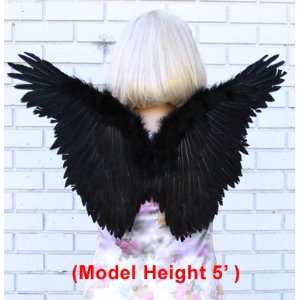  FashionWings (TM) Childrens Black Feather Angel Wings. Gothic 