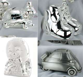 Choice Silver Or Pewter Plated Baby Bank   Car, Turtle, Booties 