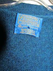 Vintage mens Pendleton 100% virgin wool blue cardigan sweater M  