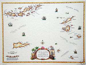 Antique style map of St. Martin and the Virgin Islands  