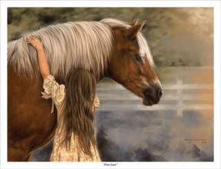 First Love Lesley Harrison Western Horses Children Girls Print  