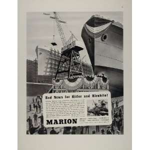  1942 Ad Marion Steam Shovel Crane Ship Christening WWII 