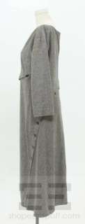 Alexander McQueen Brown Herringbone Shimmer Wool Button Dress Sz 48 