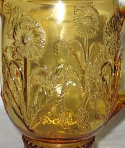 VINTAGE IVIMA 1895 HANDMADE PATTERN AMBER GLASS PITCHER  