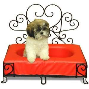  Platinum Pets Princess Bed with Midnight Black Frame and Red Vegan 