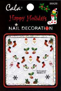 Cala Nail Art CHRISTMAS Decals Stickers Stocking Snowflakes Santa 