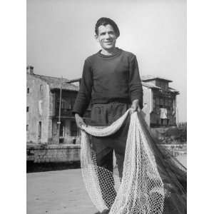  Spanish Fisherman Luis Gonzales Holding Fishing Net 