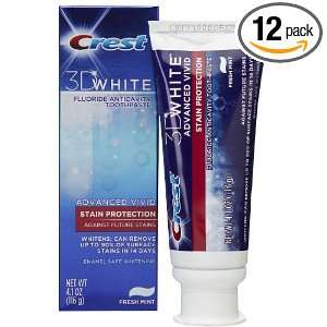 Crest 3D White Advanced Vivid Flouride Toothpaste 4.1 Oz (Pack of 12)
