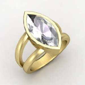  Ararat Ring, Marquise Rock Crystal 14K Yellow Gold Ring 
