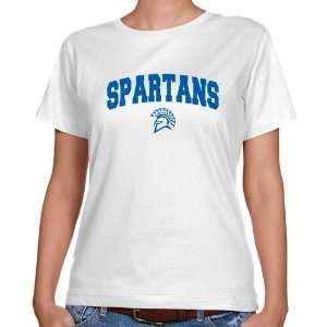  Spartans Ladies White Logo Arch Classic Fit T shirt