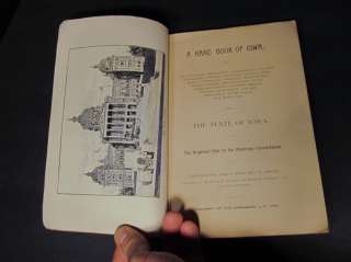 RARE 1893 Hand Book of Iowa with Maps Prints   History  