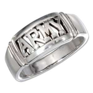  Sterling Silver Army Band Ring (size 13): Jewelry