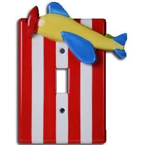  Airplane Switchplate with Red & White Stripe: Home 