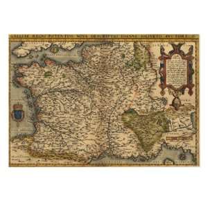  1570 Map of France. from Abraham Ortelius, Theatrvm Orbis 