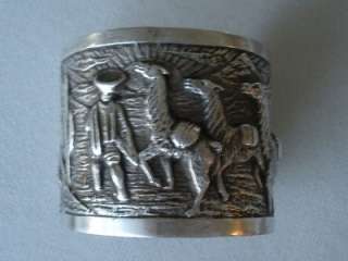 Peruvian silver bracelet cuff signed and stamped 900  