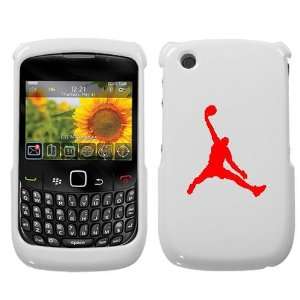   CURVE 8520 8530 9300 3G RED AIR JORDAN LOGO ON A WHITE HARD CASE COVER