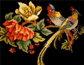   & petit point bag purse birds of paradise big black tapestry  