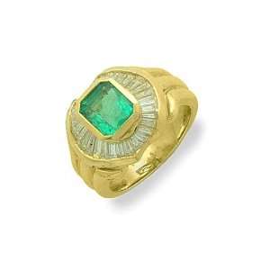 Gioie Ladies Ring in Yellow 18 karat Gold with Emerald and Diamond 