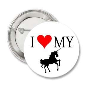  I Love My Unicorn   White Bkgr. Button PIN Pinback 1.25 