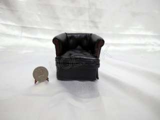 doll house miniature black leather chair 803901  