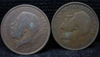 English British Half Penny Coins 1921 1921 1921 1915  