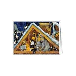  Attic at Christmas, animals, music, rooftop, party Card 