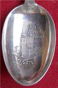 Vintage Old South Church Boston MA SS Souvenir Spoon  