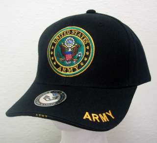 Black United States Army Seal US Military Embroidered Baseball Cap Hat 