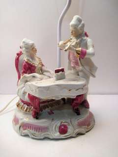 Vintage PORCELAIN FIGURINE Lamp  Musical Man & Woman  