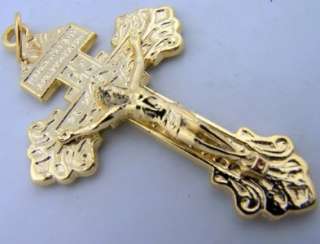 Crucifix Pectoral Gold Gilded Religious Cross Medal  