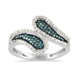  Blue and White Diamond Ring in 10K White Gold: SZUL 