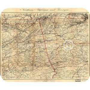  Vintage US Civil War Map Georgia 1864 Lindenkohl MOUSE PAD 