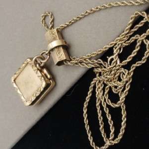 Antique Locket Slide Necklace Gold Filled Hand Engraved Inside Xmas 