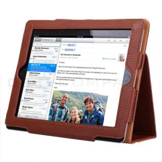 Brown Leather Smart Cover Case with Stand for Apple iPad 2  