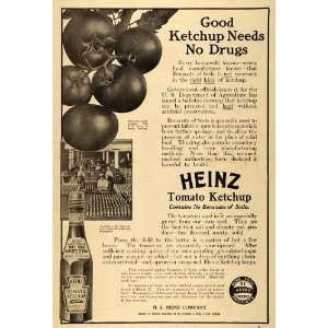  1909 Ad H. J. Heinz Tomato Ketchup No Preservatives 